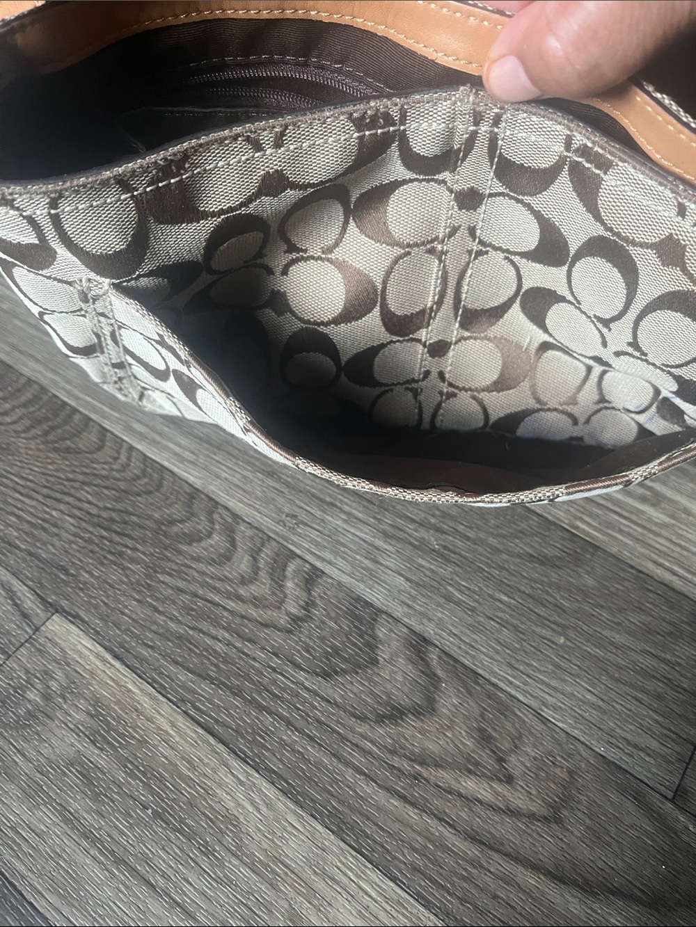 Coach Tan and Brown Signature Canvas Shoulder Bag with Buckle - Picture 4 of 11
